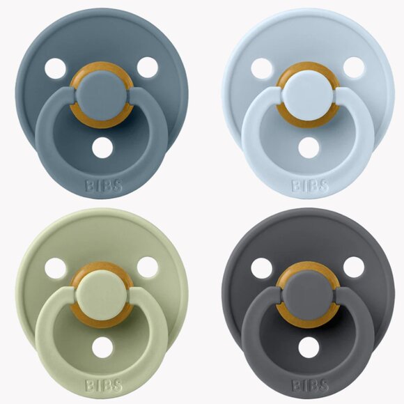 BIBS Pacifier Original Colour Latex 4pk - Petrol/Sage/Baby Blue/Iron, Size 2 NWT - Picture 1 of 2